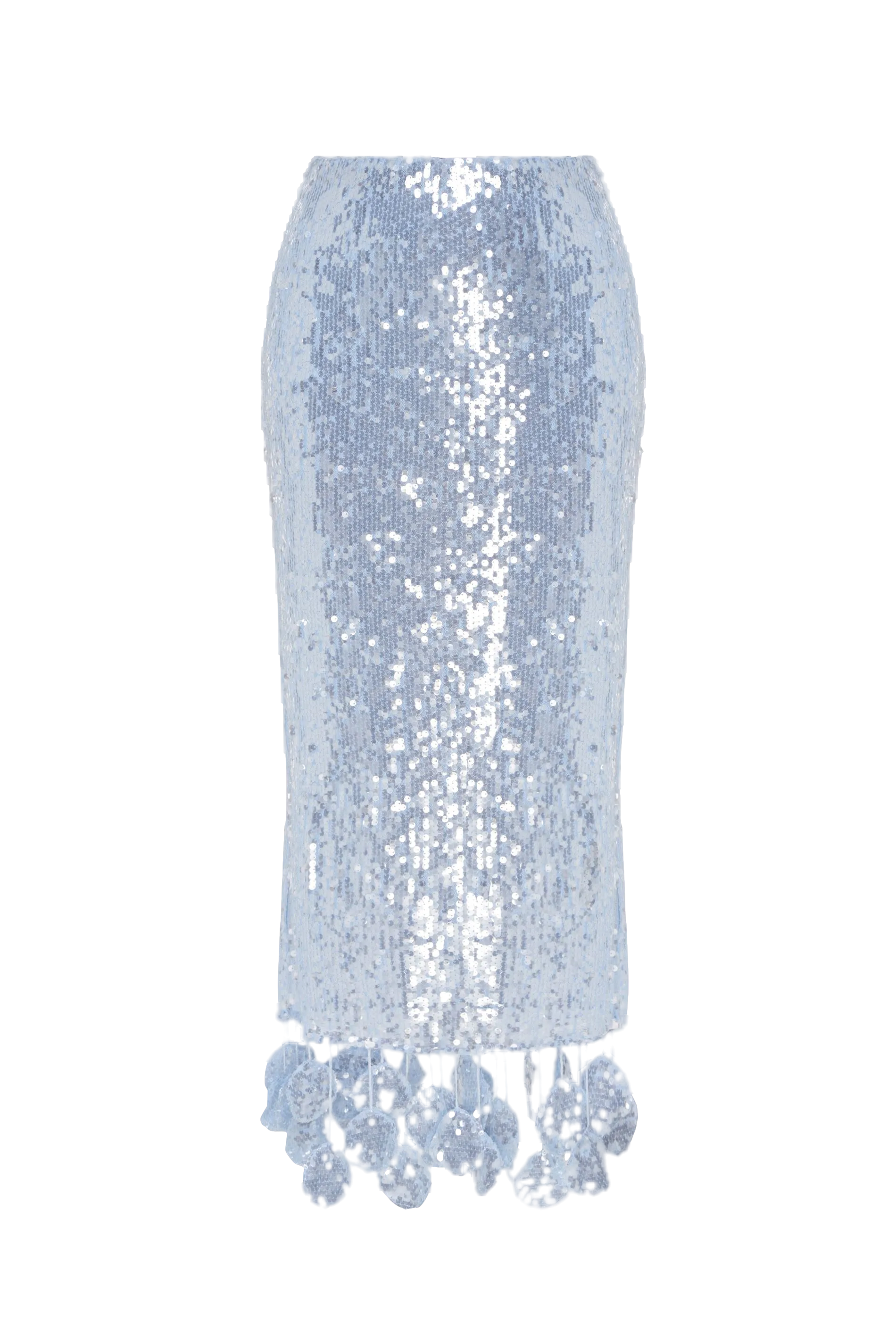 Sequin Midi Skirt in Light Blue