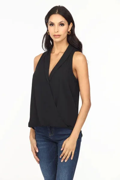 Sleeveless Surplice Collar Top