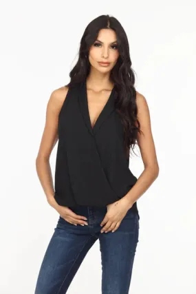 Sleeveless Surplice Collar Top