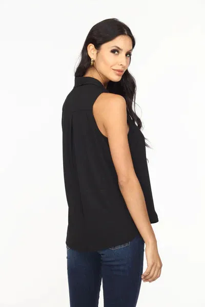 Sleeveless Surplice Collar Top