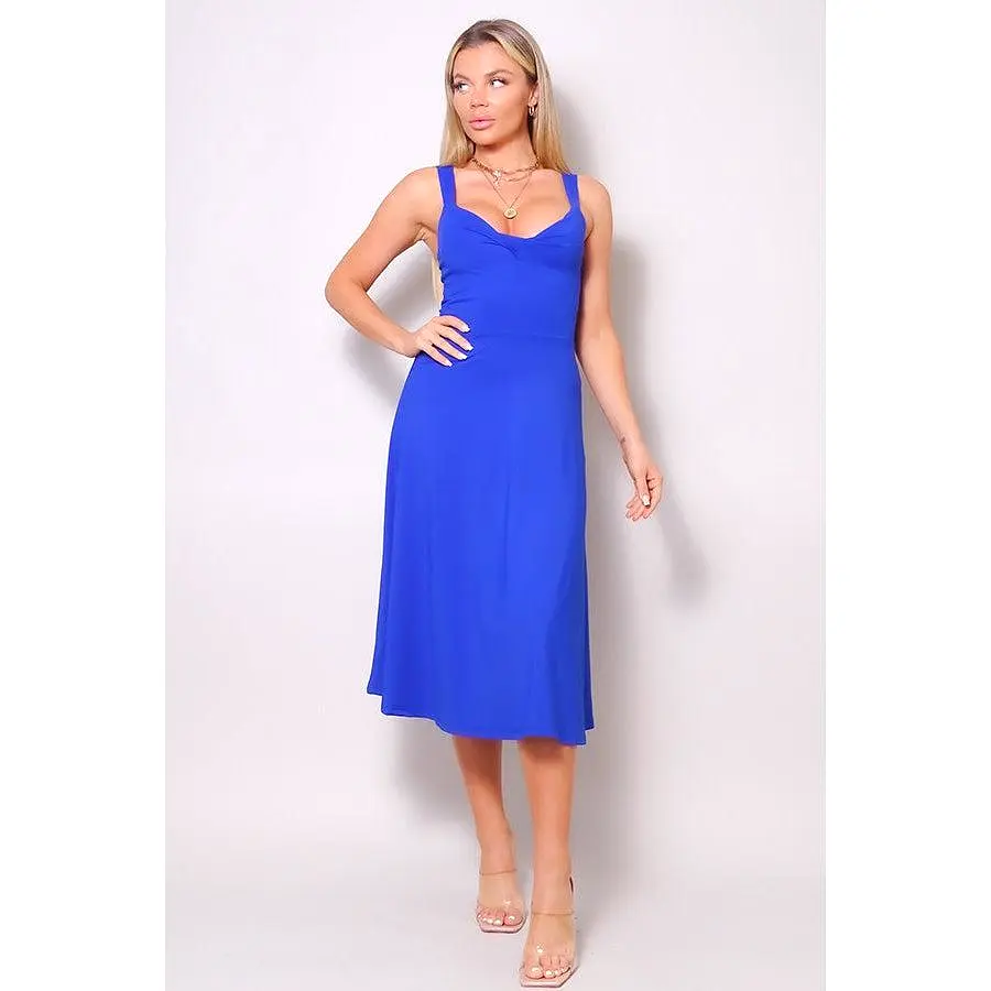 Sleeveless Twist Front A Line Midi Dress