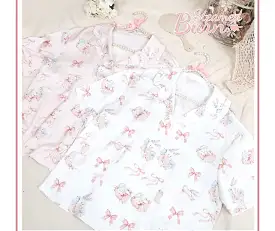 Steam bun day dream rabbit cute girly lounge set sleep wear pyjamas dress