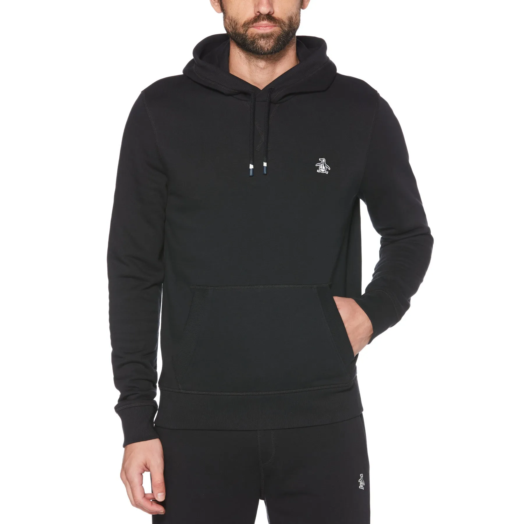 Sticker Pete Organic Cotton Fleece Pullover Hoodie In True Black