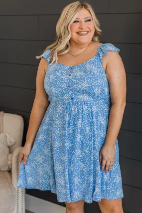 Storybook Ending Floral Dress- Blue