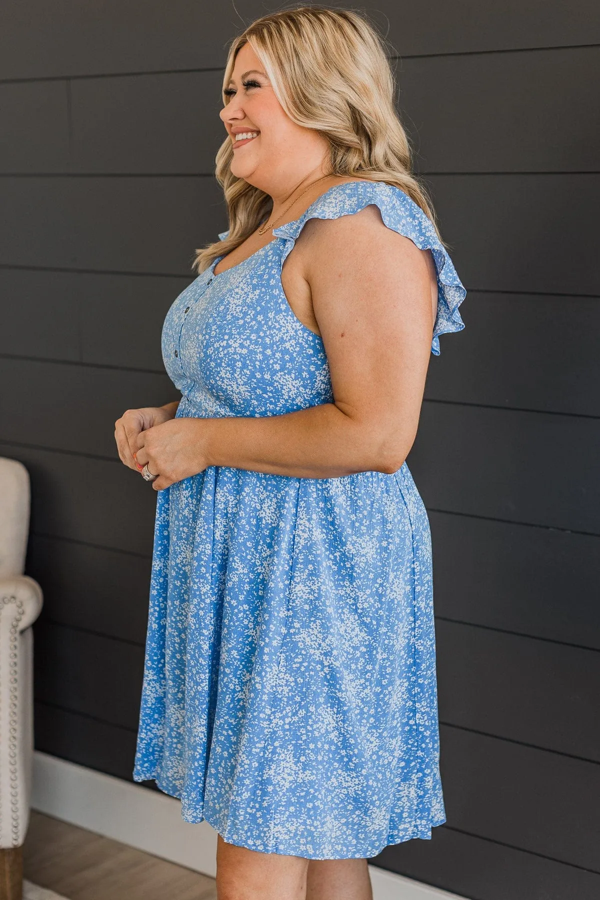 Storybook Ending Floral Dress- Blue