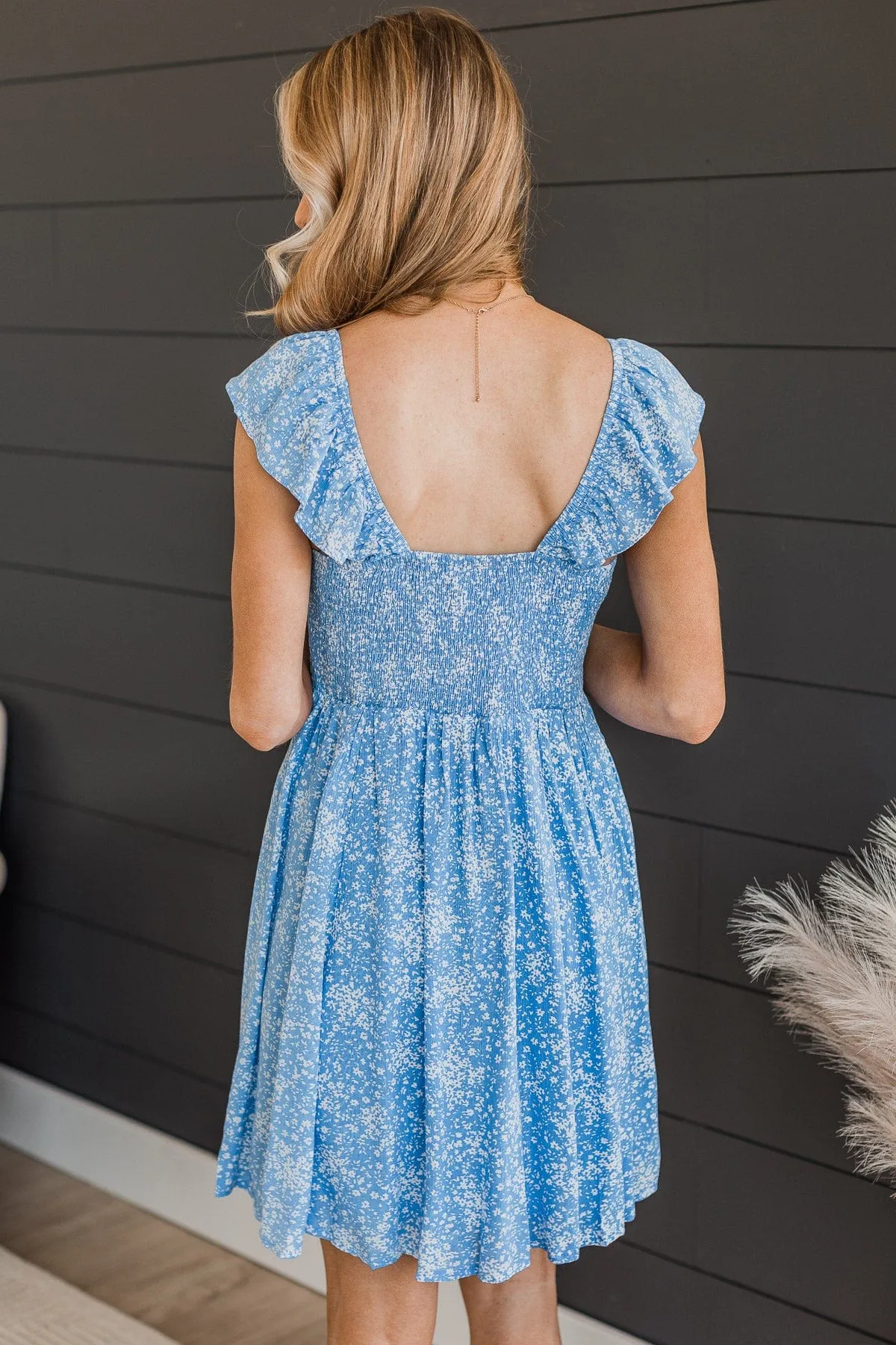 Storybook Ending Floral Dress- Blue