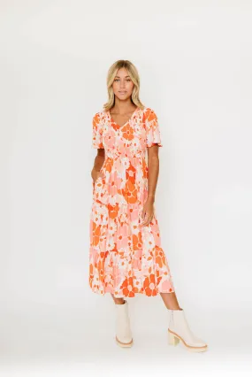 Tayla Tangerine Midi Dress