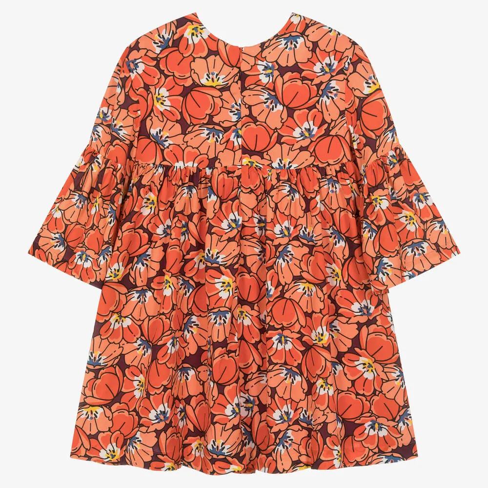 Teen Girls Red & Orange Floral Dress