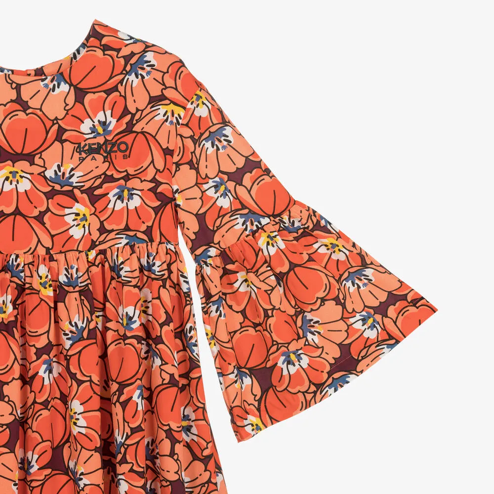 Teen Girls Red & Orange Floral Dress