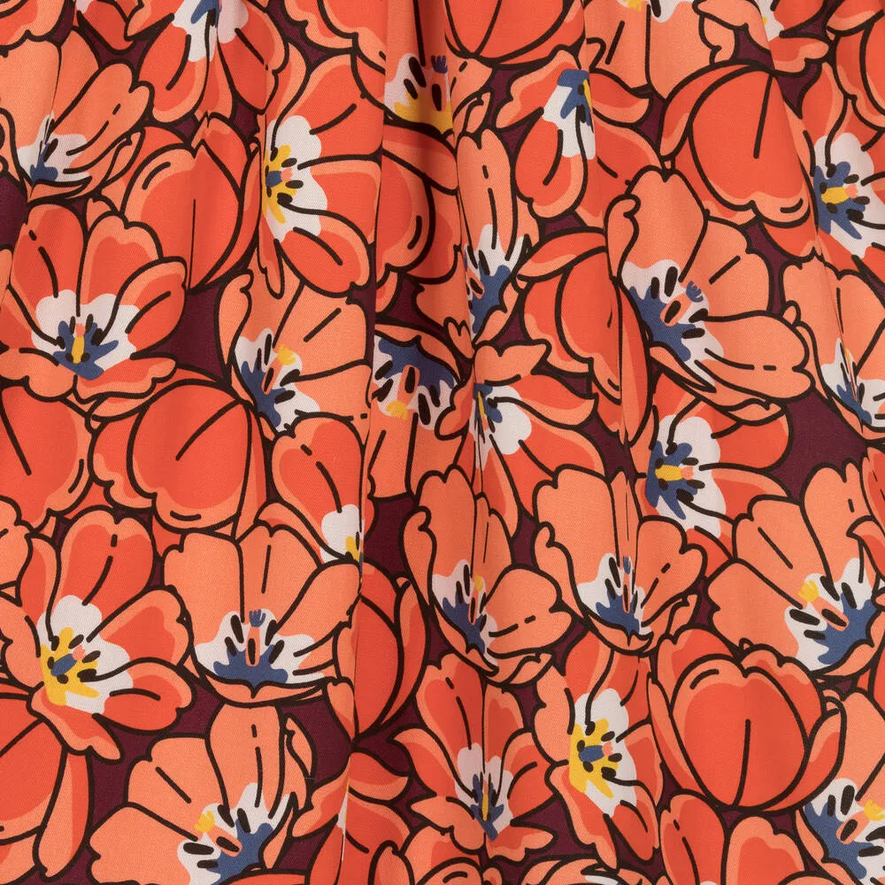 Teen Girls Red & Orange Floral Dress