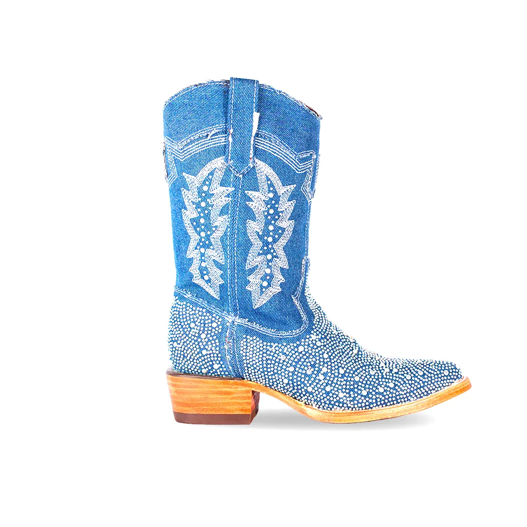 Texas Country Womens Western Boot E817 MEZCLILLA AZUL DESLAVADA / AMERICAN BLING ROUS