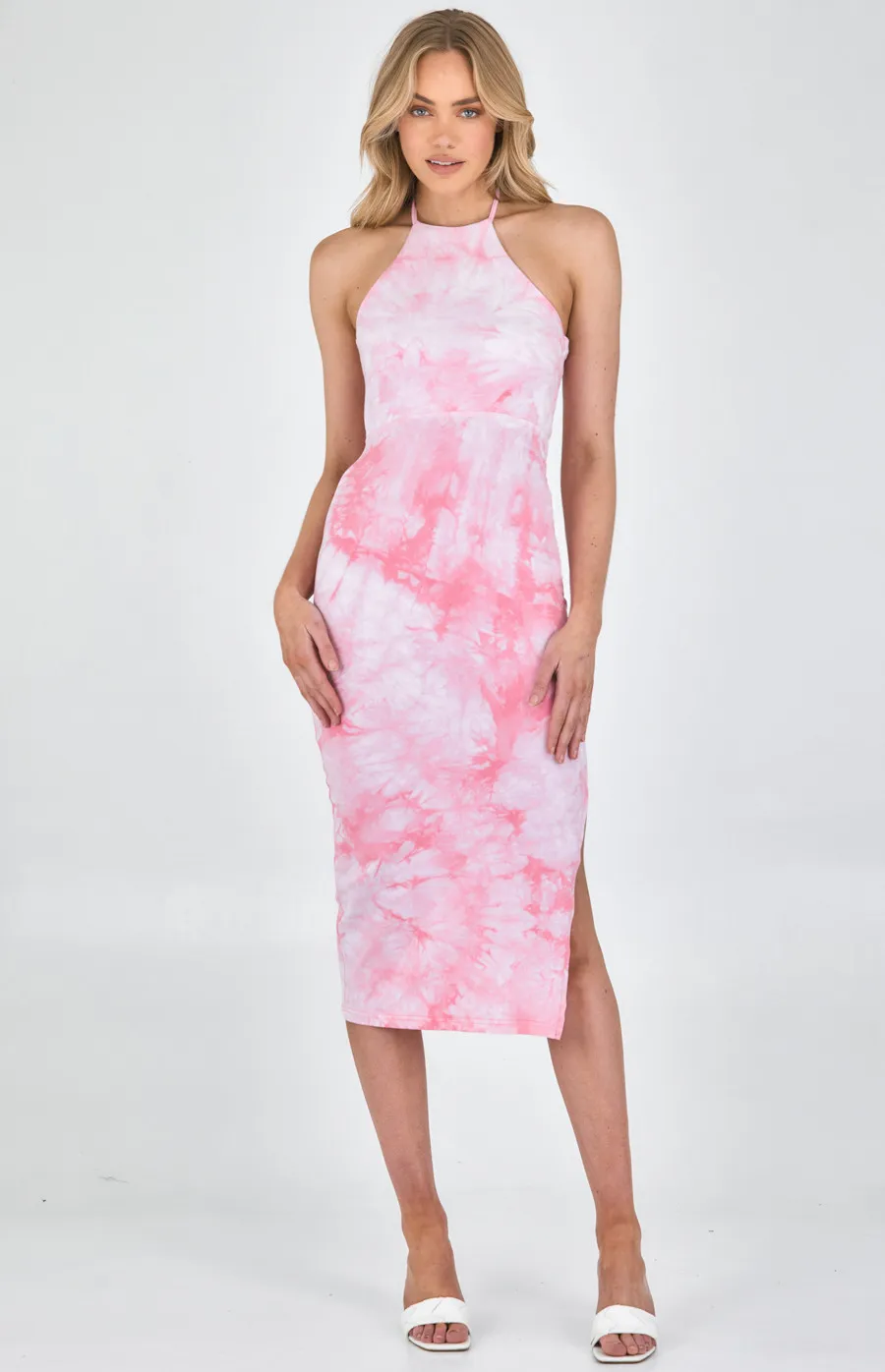 Tie Dye Halter Neck Jersey Dress (SDR1117A)