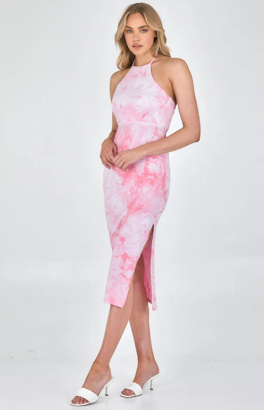 Tie Dye Halter Neck Jersey Dress (SDR1117A)