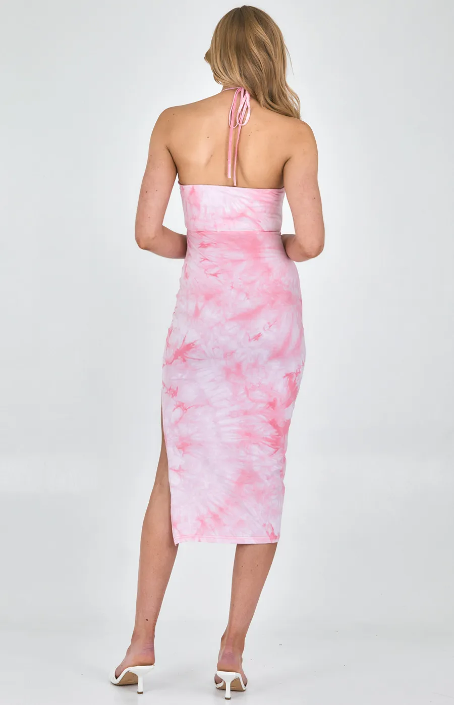 Tie Dye Halter Neck Jersey Dress (SDR1117A)