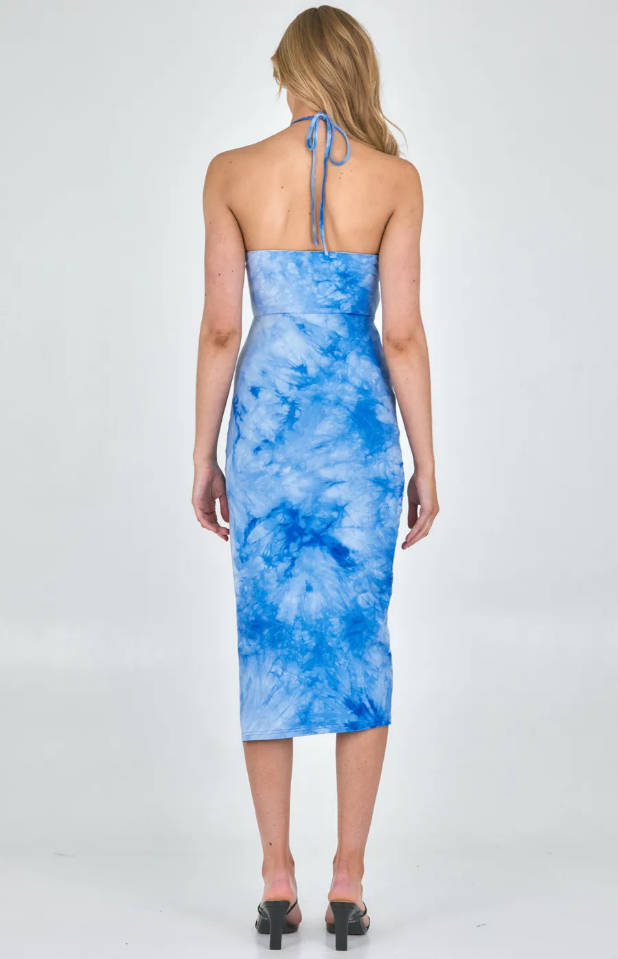 Tie Dye Halter Neck Jersey Dress (SDR1117A)