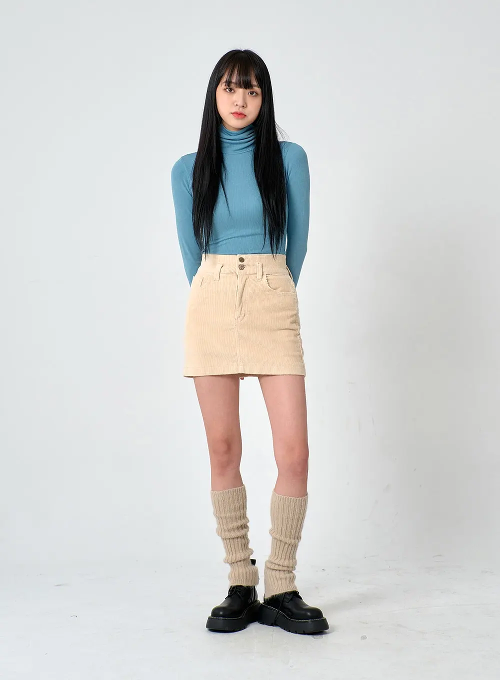 Two Button Corduroy Mini Skirt ON29