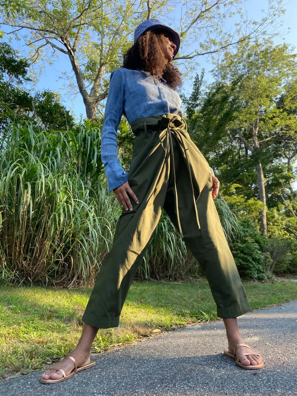 UNISEX Yesaet Lola Simien high waisted pants - Fatigue green