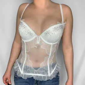 VICTORIA’S SECRET vintage y2k white mesh lace corset lingerie top-