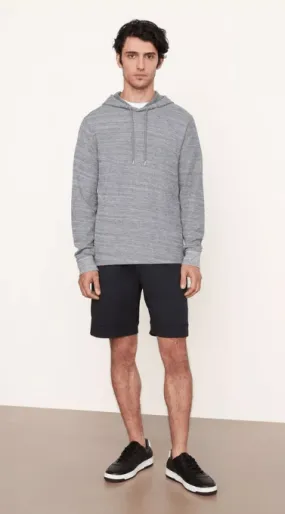 Vince Heather Thermal Popover Hoodie in Heather Black