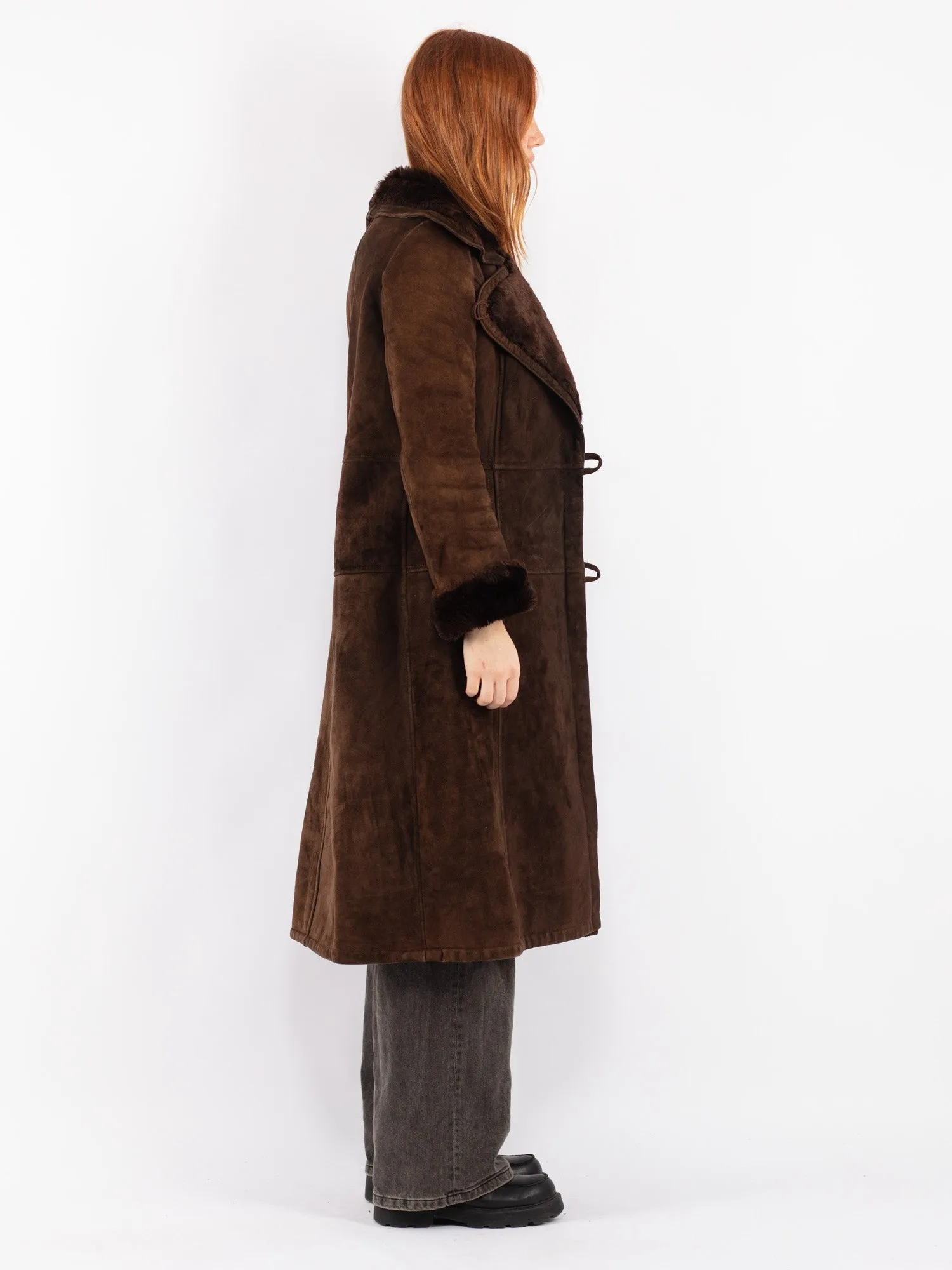 Vintage 70's Women Sheepskin Coat in Brown