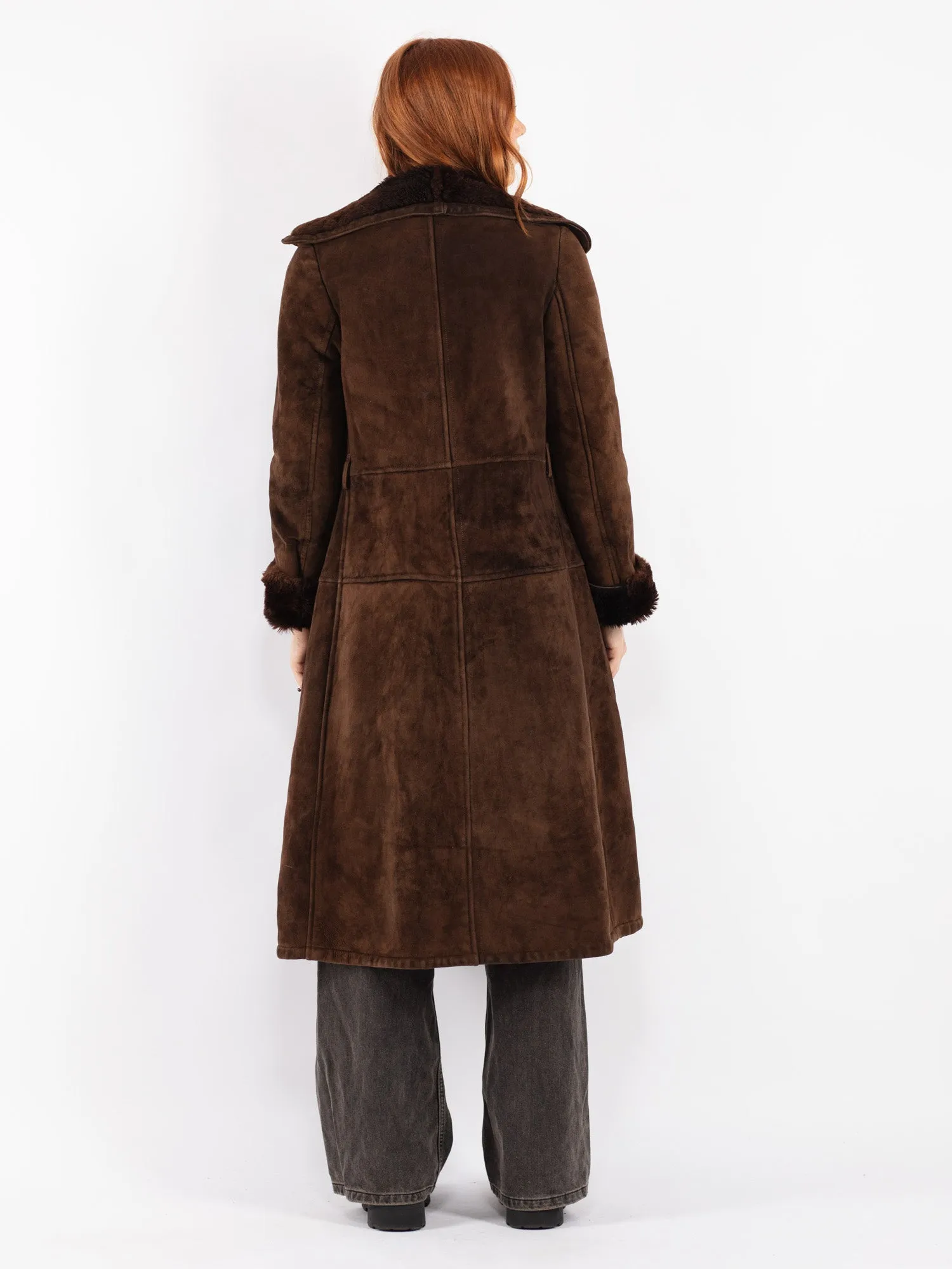 Vintage 70's Women Sheepskin Coat in Brown