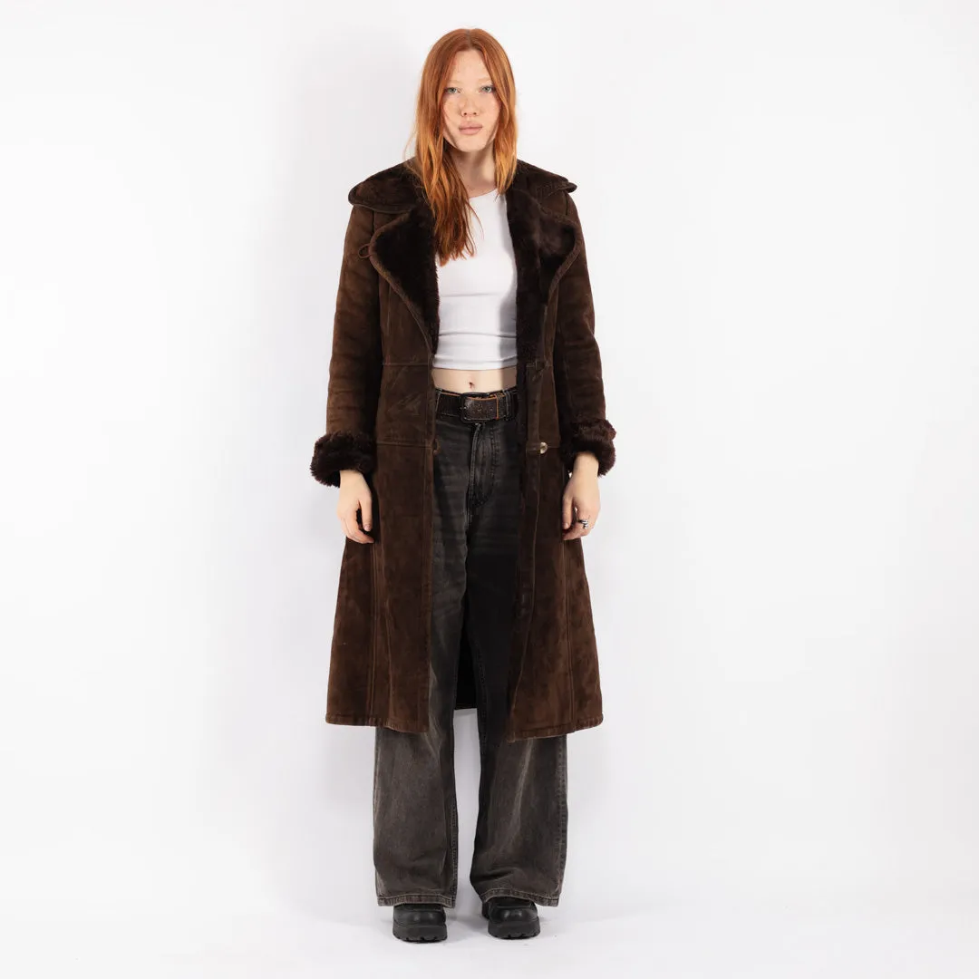 Vintage 70's Women Sheepskin Coat in Brown