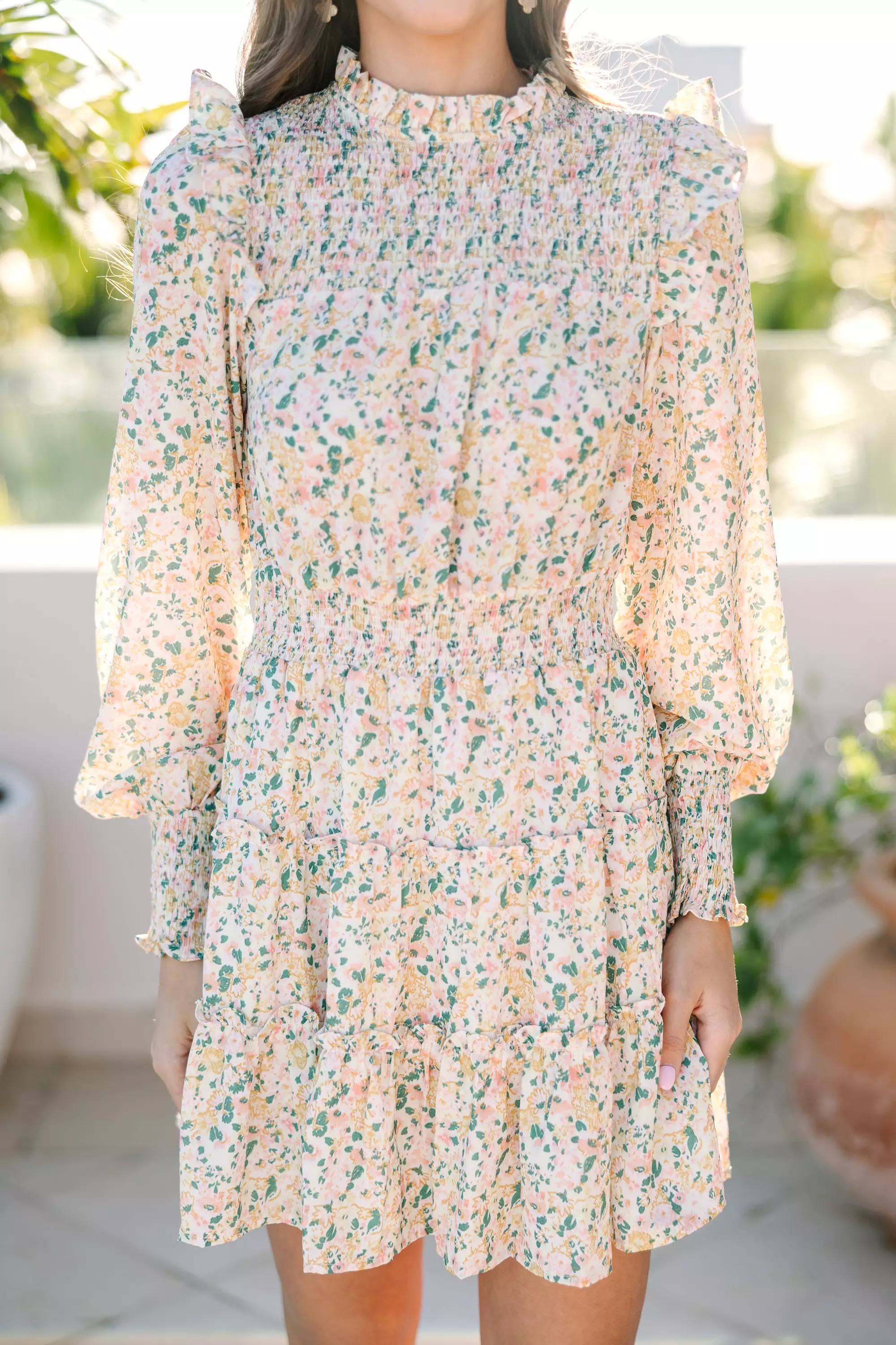 Walk My Way Yellow Ditsy Floral Dress