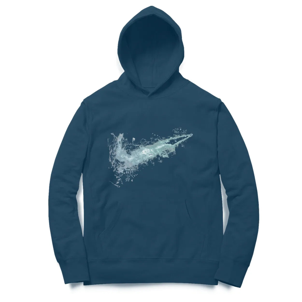 Water Swoosh Typographic Print Cotton Hoodie For Men and Women