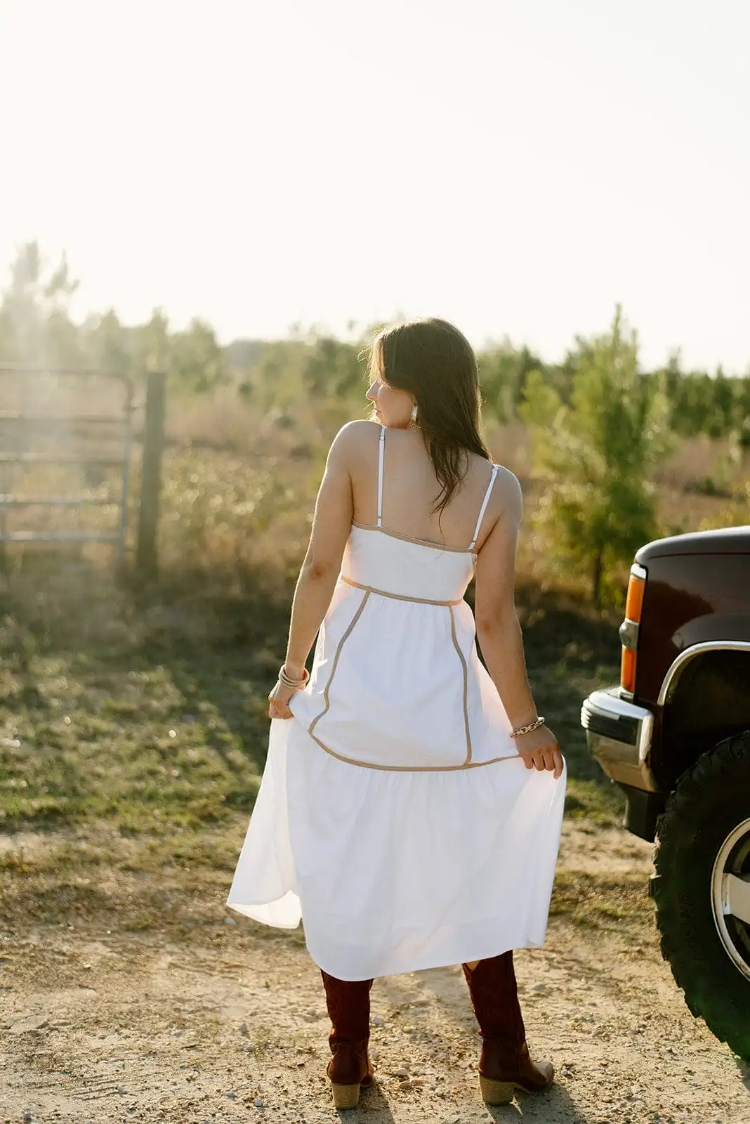 White Contrast Tiered Maxi Dress