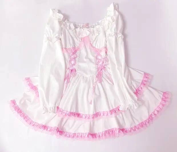 White pink sweet lotus corduroy dress