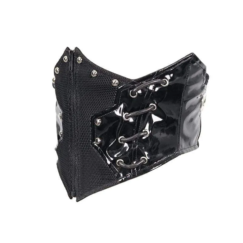 Women's Gothic Black Underbust PU Leather Corset Belt