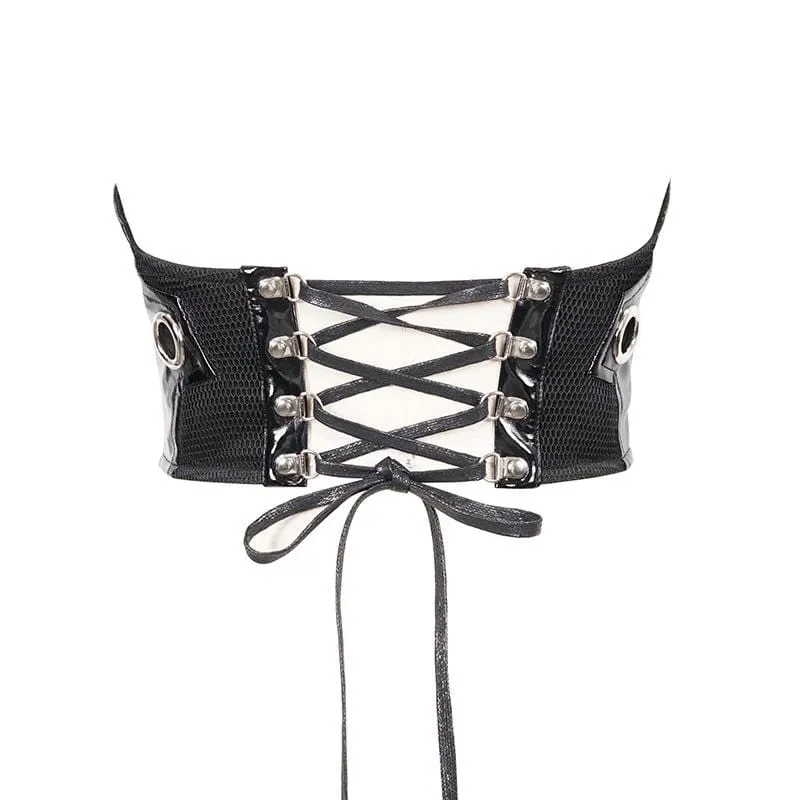 Women's Gothic Black Underbust PU Leather Corset Belt