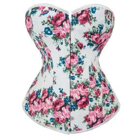 Women's Gothic Floral Printed Strappy Overbust Corset