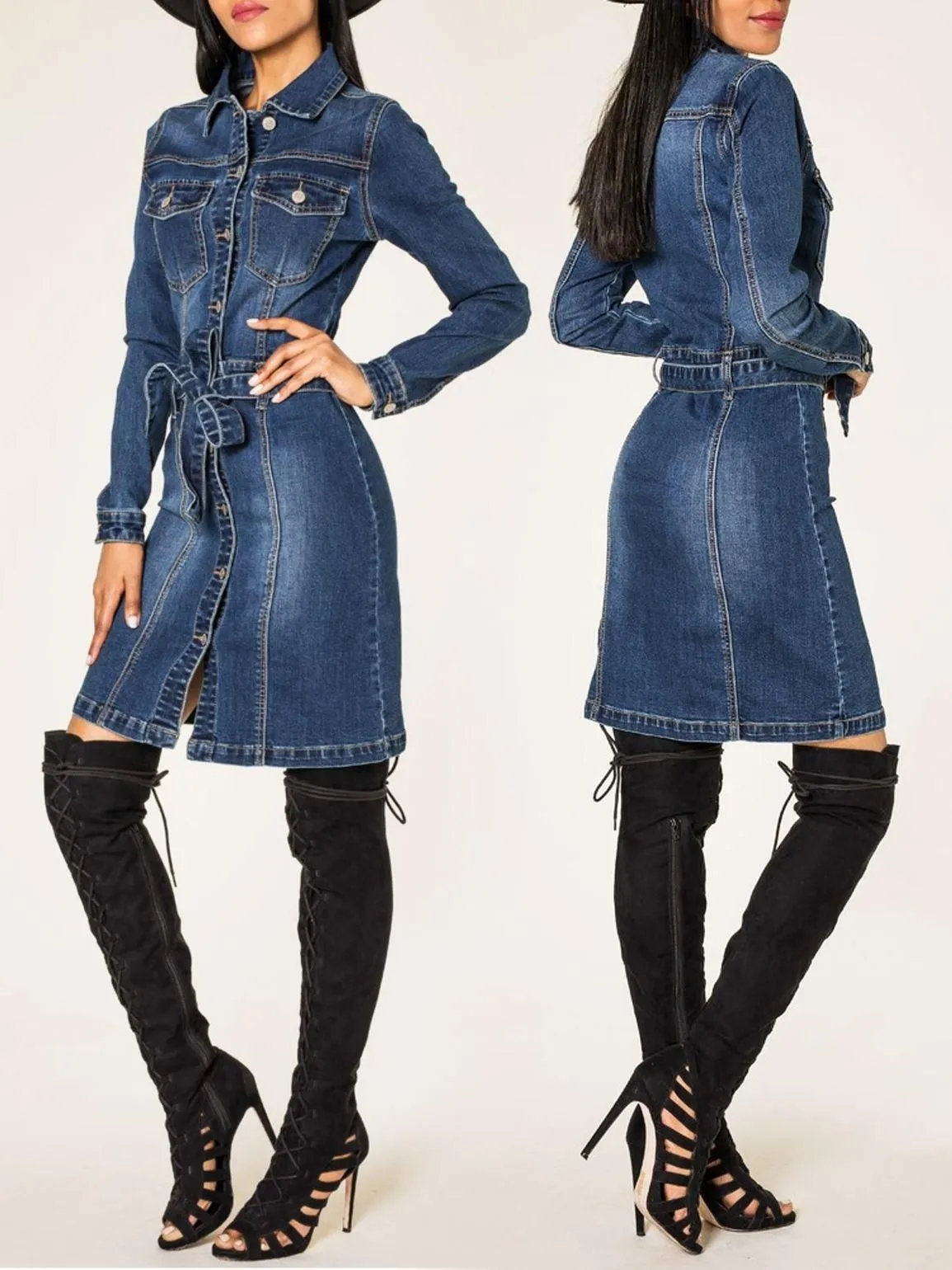 Womens Premium Denim Shirt Dress, UK Sizes 6 to 14