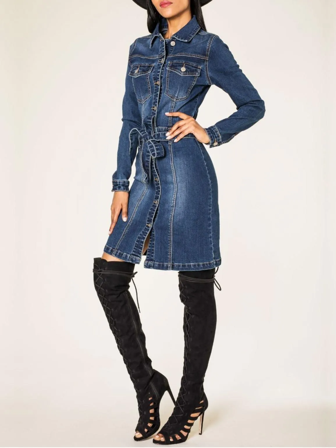 Womens Premium Denim Shirt Dress, UK Sizes 6 to 14