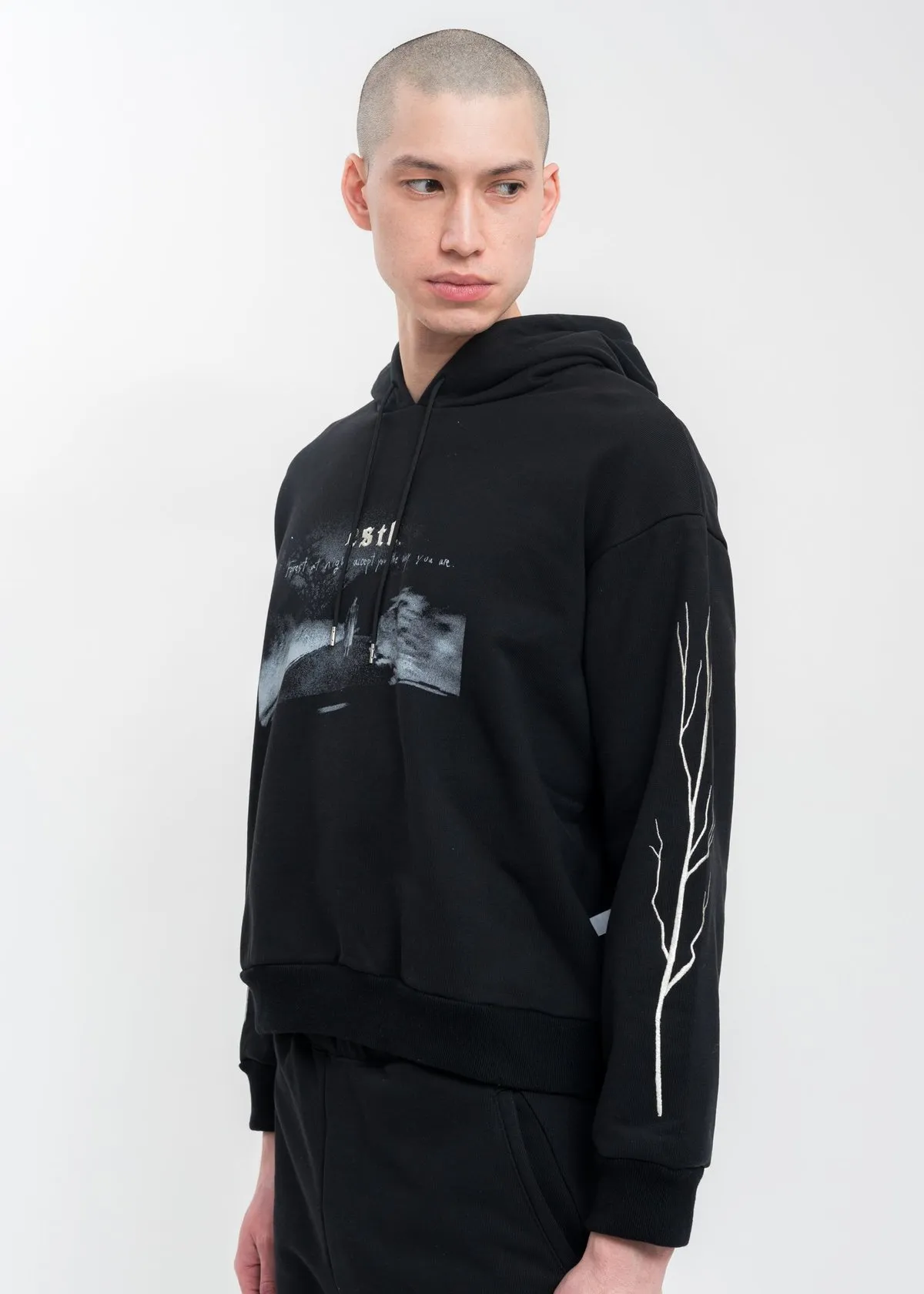 Wood Short Hoodie - Black