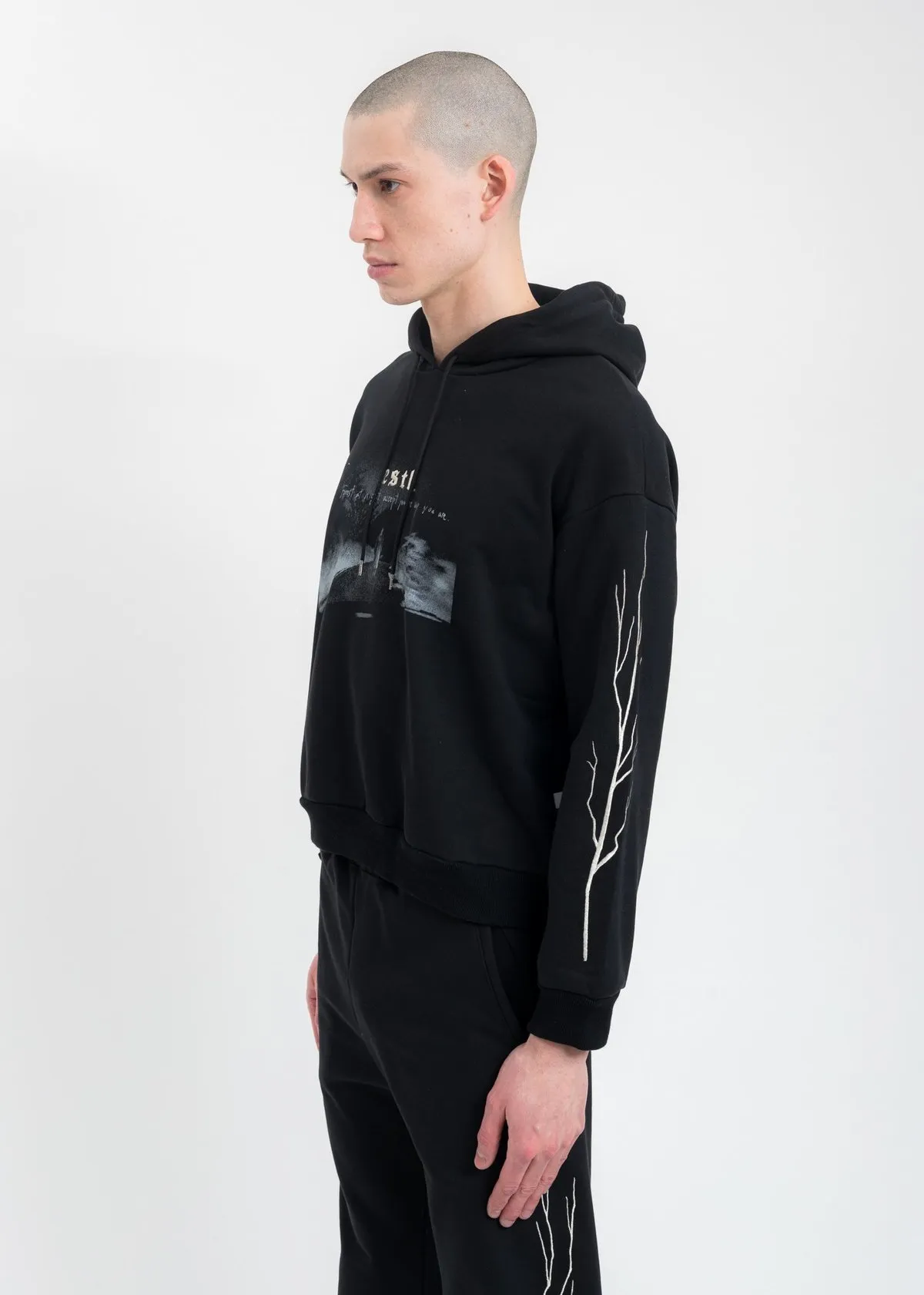 Wood Short Hoodie - Black