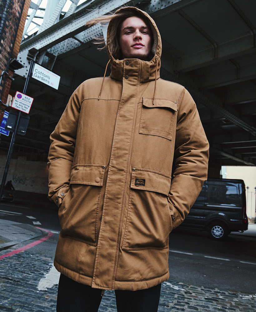 Workwear Hooded Parka Jacket | Denim Co Tobacco Brown