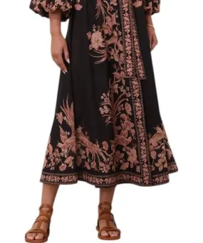 ZIMMERMANN Waverly Wrap Midi Dress In Black Bird Floral